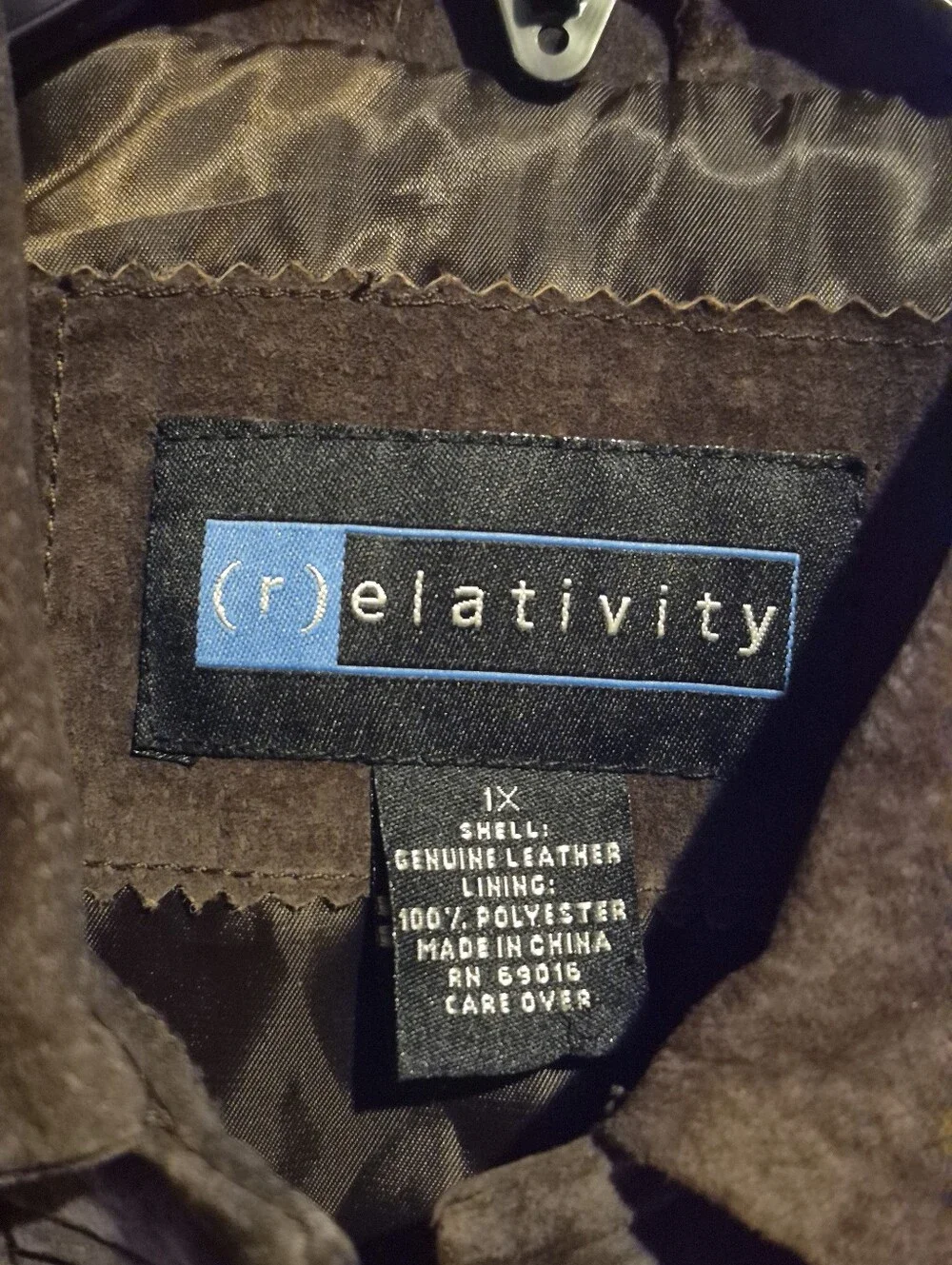 Relativity Genuine Brown Leather Suede  Lined Jacket XL - Picture 8 of 8